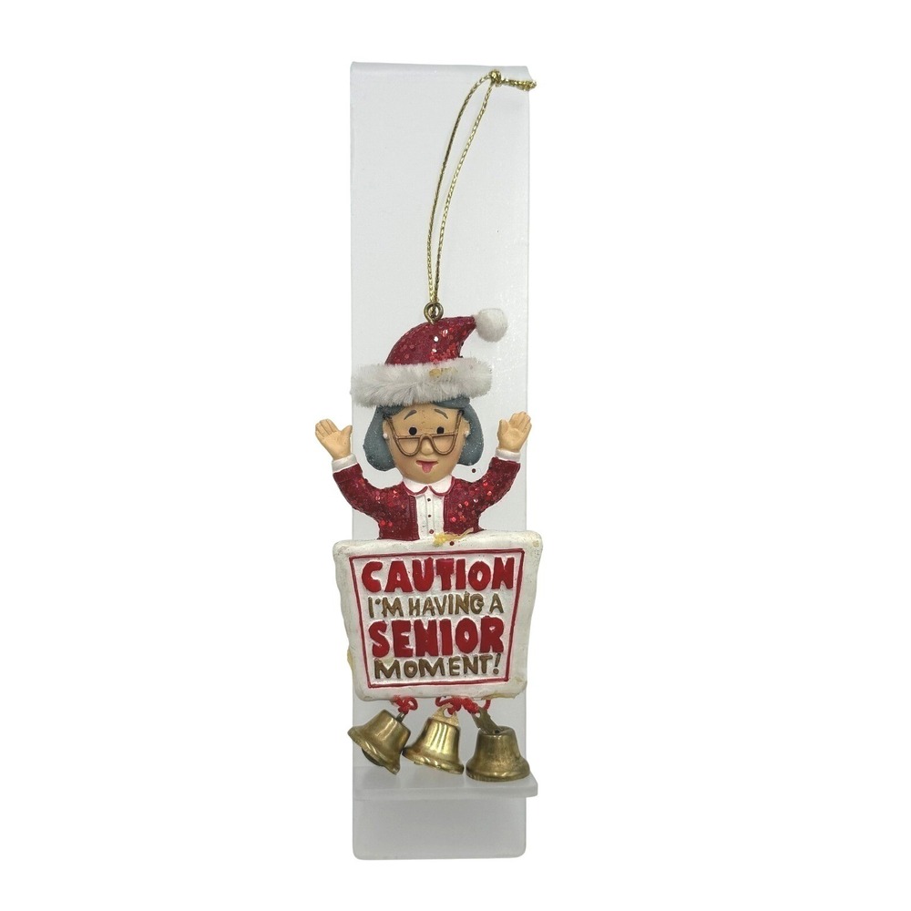 Funny Senior Moment Christmas Ornament Grandma Santa Bells‎ Caution